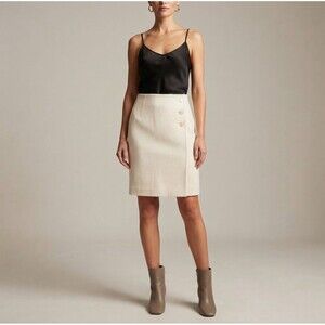 NWT Ann Taylor Petite Cream White Textured Straight Pencil Skirt Size 0P NEW $98
